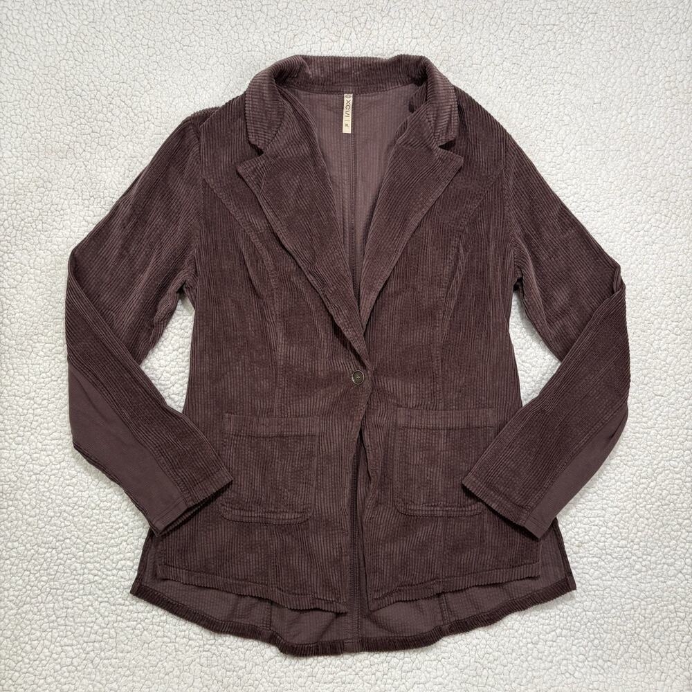 XCVI Westbrook Corduroy Jacket Blazer Women’s XL Eggplant Longline Stretch